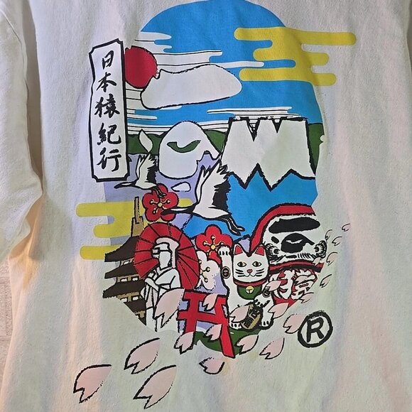A Bathing Ape Japan Culture Lucky Cat Graphic Print WhiteT-shirt Men's Size XL - Picture 5 of 11